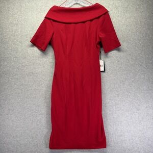 Adrianna Papell Dress Womens 4 Red Roll Neck Sheath Knee Length Cocktail New